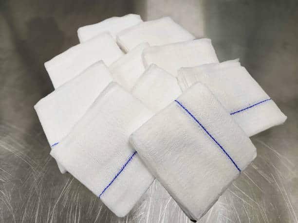 Surgical Raytec Sponge Or Raytec Gauze On Table